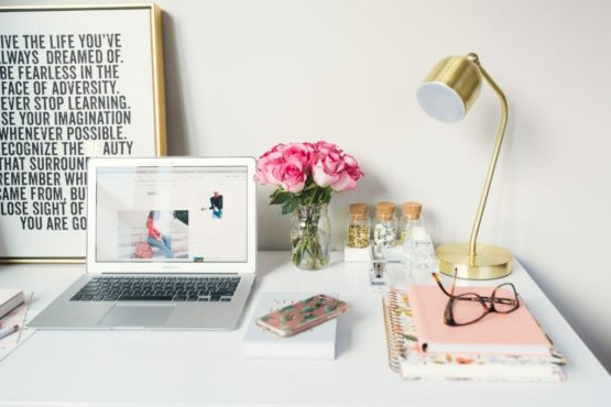 Organized home office desk